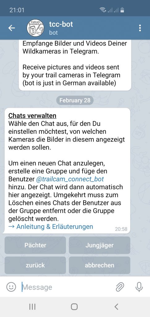 Menü - Chats verwalten