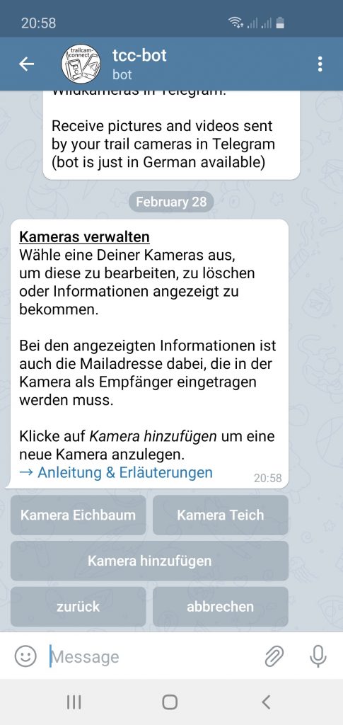 Menü - Kameras verwalten
